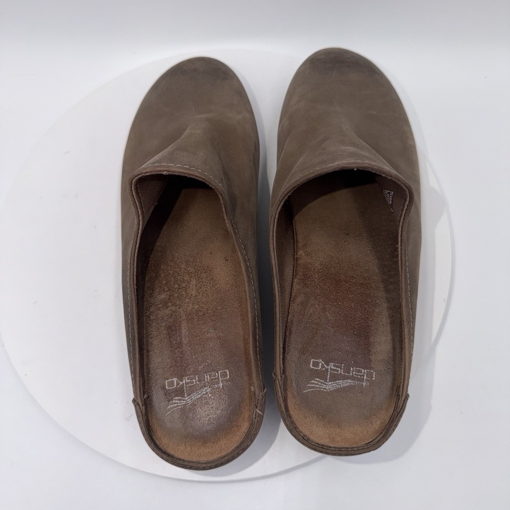 Dansko Melody Slip On Taupe Burnished Calf Leather Mules Size EU 41 11-11.5 US - Picture 6 of 8